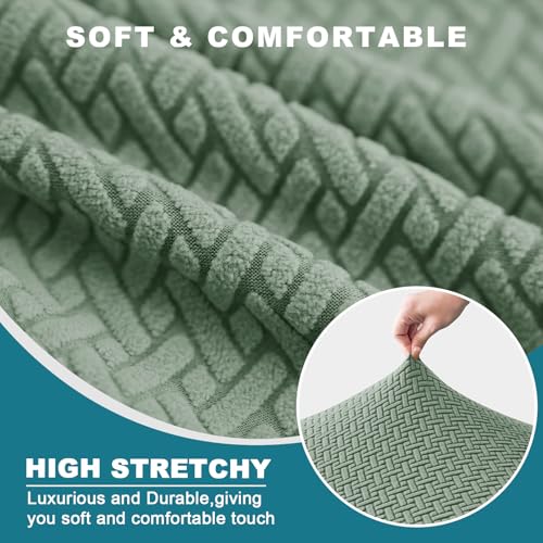 KRFOONN Jacquard Mid Century Modern Dining Chair Covers Set of 2 Stretch Armless Accent Side Chair Covers Soft Washable Dining Room Chair Slipcover for Kitchen Living Room Armless Side Chairs, Green