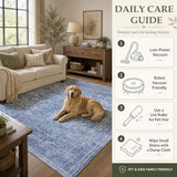 JOLLYVOGUE Entryway Rug, 2x3 Washable Vintage Floral Rug, Dusk Blue