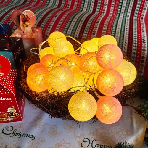 Gardeningwill 3M/10Ft 30 Pink White Ball LED Xmas Wedding Battery Operated String Fairy Light