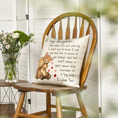 AVOIN colorlife to My Daughter Throw Pillow Cover, 18 x 18 Inch Christmas Daughter Gift Lady Girls Birthday Cushion Case from Mum Dad
