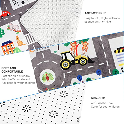5x7ft Kids Town Road Play Rug - Car Playmat, Kids Rugs for Playroom Car Mat Town City Road Traffic Rugs, Extra Large Boys Kid Cars Track Play Rug (Style Five, 78.7X 59 INCH)