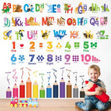 DECOWALL SG3-2316 Alphabet Numbers and Colouring Pencils Wall Stickers Decals Classroom Kids playroom Art Play Room Rainbow ABC Decorations Toddler Color Child Preschool Living Baby Girl Baby boy