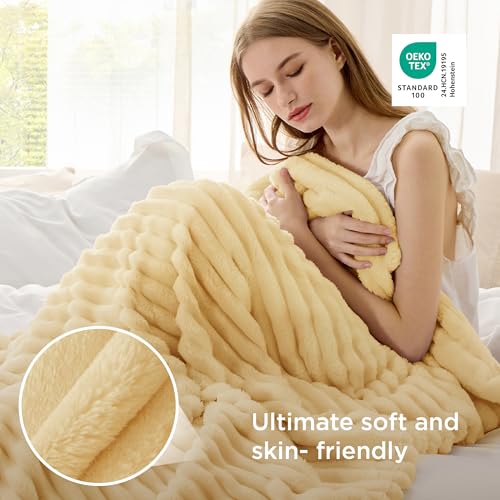 Bedsure Soft Throw Blanket for Couch Decor Gifts Custard Yellow 50"x60"