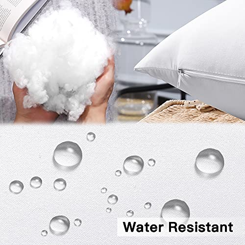 Artscope Outdoor Waterproof Throw Pillows Inserts Set of 2, Premium Fluffy Decorative Square Form Cushion Stuffer Inner Soft for Patio Furniture Garden Bench Tent Couch Balcony, 12x20 Inch