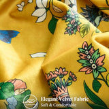 Mustard Yellow Floral Pillow Covers 18x18 Set of 2, Velvet Wild Flower Plant Throw Pillows Case, Square Farmhouse Decor Cushion Covers for Home Sofa Bed Couch