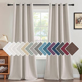 H.VERSAILTEX Linen Blackout Curtain 84 Inches Long for Bedroom/Living Room Thermal Insulated Grommet Linen Look Curtain Drapes Primitive Textured Burlap Effect Window Drapes 1 Panel - Heather Ivory