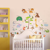 LOMILY Animal Learning Wall Stickers, Educational Cute Animal Wall Decals for Nursery Playroom Daycare, Wall Decor for Toddler Baby Boys Girls