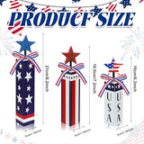 3 Pcs Patriotic Wooden Table Decor, 4th of July Tiered Tray Decor, Red White Blue Star Firework Centerpieces, USA Flag Wooden Blocks for Independence Day Memorial Day Home Decor