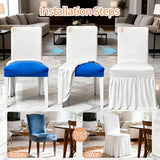 Yahpetes Chair Covers 1 Pcs Pleated Skirt Spandex Chair Cover Stretch Slipcover White Washable Fitted Chair Protector Cover for Dorm, Dining Room, Hotel, Ceremony (White, 1 Pcs)