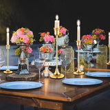 Taper Candle Holder Set of 6, Brass Gold Tall Candlestick Holders