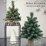 Pre-Lit Artificial Mini Christmas Tree,20 inch Small Pine Xmas Tree with 40 LED Lights,70 Branch Tips,Battery Operated Tabletop Christmas Tree Burlap Base-(50cm)