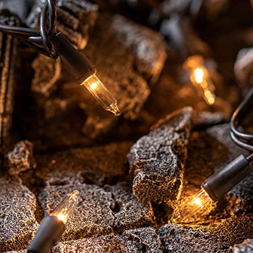 YULETIME 200 Clear Christmas String Lights, 2-Set 33 ft 100 ct Brown Wire | Incandescent Bulbs, End-to-End Connectable, UL Certified, 2-Strand, 200 Total Lights, 66' Total Length, 4" Spacing