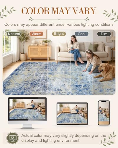 OLANLY 5ft Round Washable Rug, Soft Non Slip Carpet for Bedroom Living Room