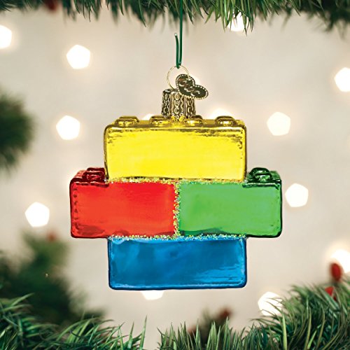 Old World Christmas Building Blocks Glass Blown Ornament for Christmas Tree, Handcrafted Holiday Decoration, Children's Collection
