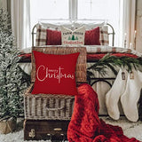 DFXSZ Christmas Throw Pillow Covers 18x18 Inch Set of 2 Merry Christmas Farmhouse Decorations Believe Holiday Decor Throw Cushion Case for Home Couch