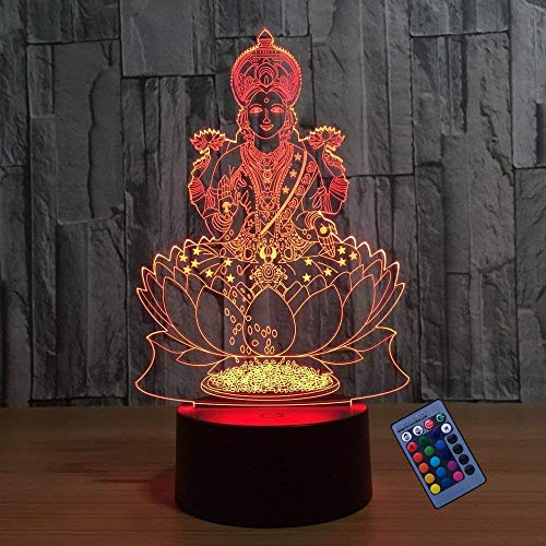 Optical Illusion 3D Buddha Statue Night Light 16 Colors Changing USB Power Remote Control Touch Switch Decor Lamp LED Table Desk Lamp