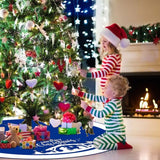 48 Inch Christmas Tree Skirt Nativity Scene Holy Family Xmas Tree Mat Jesus is the Reason for the Season Tree Skirt Pad Double Layer Round Tree Skirt for Christmas Jesus Party (Blue)
