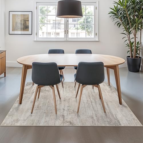 Area Rugs 4x6 for Living Room - Washable Modern Abstract Bedroom Rugs with Non Slip Rubber Backing Indoor Low Pile Carpet for Kitchen Office Nursery Home Decor Floor Mat for Bathroom 4x6 Beige