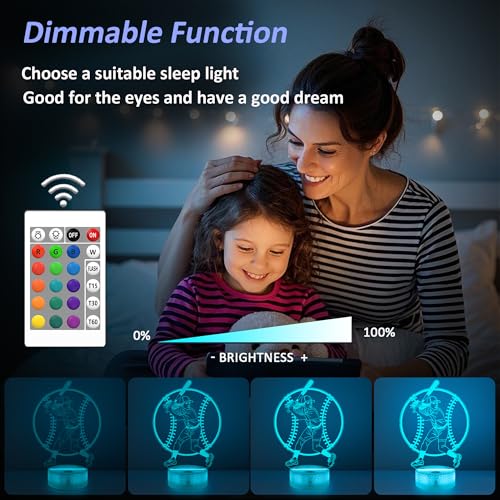 OkiyiD Softball Gifts for Girls, Light Up Softball Night Light 3D Illusion Lamp with 16 Colors Remote Control, Softball Accessories Stuff for Girls Women Best Friends Sister Birthday Xmas Gifts