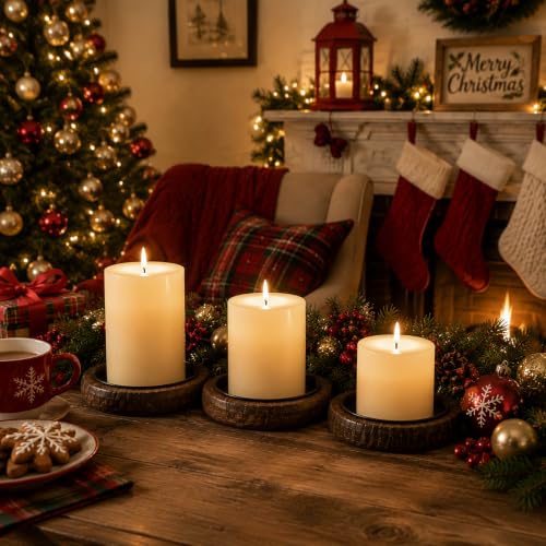 Hatway Wood Candle Holders for Pillar Candles
