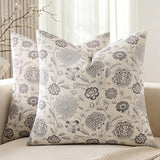 Botanical Throw Pillow Covers Set of 2, 20x20 Inch Grey