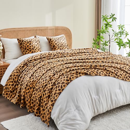 FY FIBER HOUSE Leopard Print Throw Blanket Valentines Day Gifts for Men Thick Soft Fuzzy Cheetah Print Blanket Room Decor for Bed Couch Sofa - 50"x60", Dark Brown