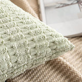 MIULEE Euro Sham Corduroy Decorative Throw Pillow Covers 24x24 Light Green