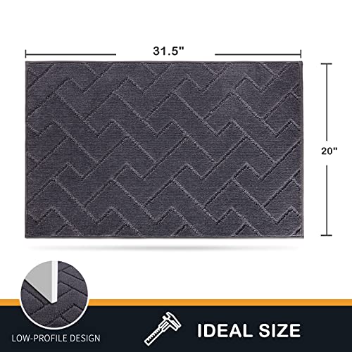 PURRUGS Dirt Trapping Door Mat 20" x 31.5", Non-Slip Machine Washable Entry Rug, Dog Doormat, Indoor Front Door Mat, Super Absorbent Entryway Rug for Muddy Shoes & Paws, Grey