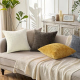 decorUhome Textured Chenille Throw Pillow Covers 24x24 Set of 2 Dark Grey