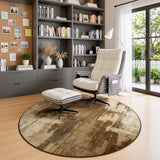 4ft Round Brown Area Rug Washable Non-Slip Circle Carpet