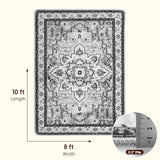 LBRO2M Boho Area Rug 8X10 Washable Rugs for Bedroom Low Piles Indoor Rugs, Non Slip Soft Carpet for Living Room, Dining Room, Gray Rug Foldable Pet Friendly Area Rugs Stain Resistant (8'X10' Gray)