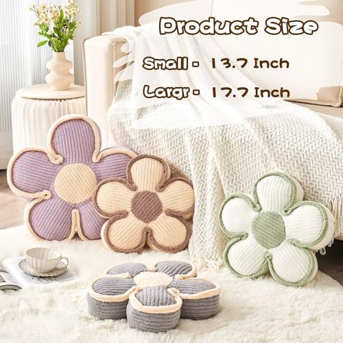 Kcvvcr Soft Flower Shaped Floor Cushion, Plush Decorative Throw Pillow, Cute Seating Cushion, Room Decor Plush Pillows for Sofa Couch Bed (13.7 Inch, White)
