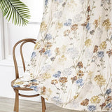 MYSKY HOME Floral Linen Curtains 84 inch Length 2 Panels Set Summer Flower Patterned Semi Sheer Light Filtering Privacy Farmhouse Grommet Drapes for Living/Dining Room, Yellow, W52 x L84, Pack-2