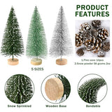 Set of 35PCS Mini Christmas Tree, Christmas Pine Cones, 2oz Fake Snow Powder, Mixed Christmas Decoration, Xmas Village Displays Winter DIY Crafts (Classic Green)
