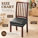 6 Pack Leather Chair Cover, Black PU Dining Chair Seat Covers, Stretch Fit Seat Covers for Dining Chairs, 15-19 Inch Chair Seat Slipcovers for Kitchen, Dining Room, Pets, Everyday Use
