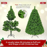Yaheetech 4.5ft Pre-lit Artificial Christmas Tree with Incandescent Warm White Lights, Flocked Full Prelighted Xmas Tree with 340 Branch Tips, 150 Incandescent Lights & Foldable Stand, Pure Green