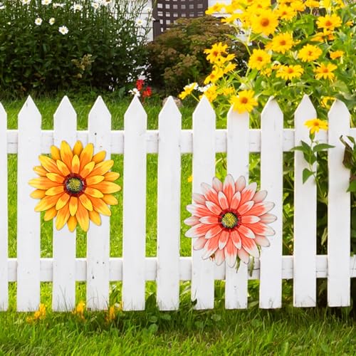 Dekomere Metal Flowers Outdoor Decor 13" Metal Sunflower Wall Art Decorations Sunflower Wall Decor for Kitchen Living Room Porch Garden Yard