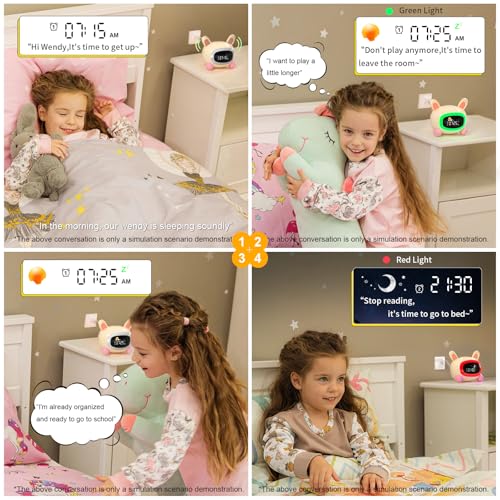 ANALOI Alarm Clock for Kids,Ok to Wake Clock,Sleep Training Clock with Night Light & Sound Machine, Cute Kawaii Alarm Clock for Birthday Gift Boy Girls Toddlers Bedrooms