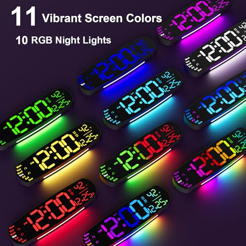 ANALOI Digital Wall Clock,14.4 Inch Large Display Digital Wall Clock with Auto Dimming, Temperature and Date, Remote Control, Night Light, DST, Alarm for Bedroom/Classroom/Gym/Seniors