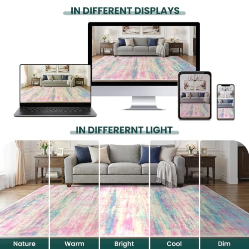 KOZYFLY Modern Kitchen Runner Rug 2x6 Washable Rug Runner Multi-Pink
