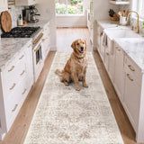 3x9 Washable Hallway Runner Rug: Wide Non Slip Soft Indoor Rugs Ivory Beige