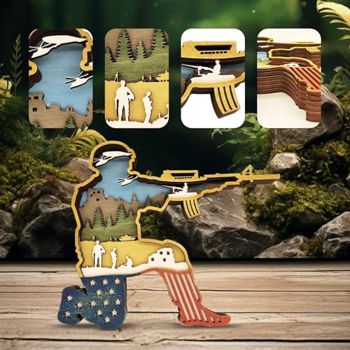 3D Wood Carving Lamp Home Creative Decorative, Funny Family Presents Ideas Christmas Living Room Office Decor Warm LED Night Lights Christmas Birthday Gift for Friend Son Dad Boys (Brave Soldier)
