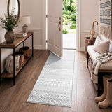Moroccan Washable Runner Rug, Ivory Gray Entryway Runner Rug