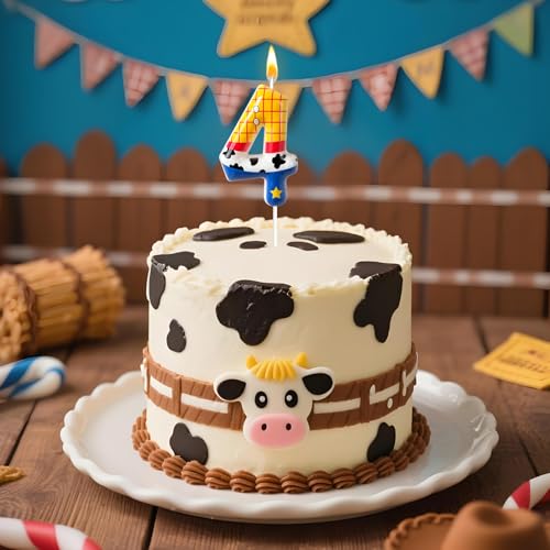 Toys Inspired Game Birthday Number Candles, Cartoon Story Number Candles, Cartoon Cake Decorations, Birthday Decoration Supplies, Suitable for Boys and Girls Party Celebrations (4)