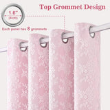 Yinhua Pink Curtains for Girls Room Double Layer Blackout Curtains for Bedroom 84 Inches Long Nursery Curtain for Living Room, Grommet Drapes with Tiebacks, 52" W x 84" L
