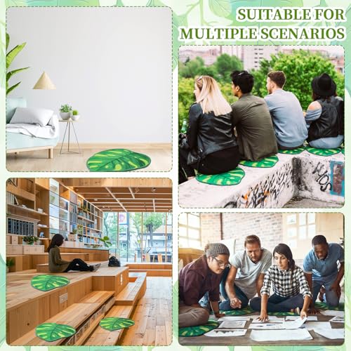 24 Pcs Green Leaf Carpet 16 Inch Leaf Shape Sitting Mat Sitting Floor Seats Non Slip Backing Classroom Rug Cushions Soft Mat for Preschool Elementary Daycares School Learning Playing Areas