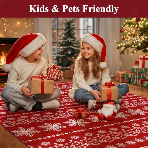 Christmas Runner Rug 2x6 Non Slip Washable Runners for Hallways Xmas Snowflake Holiday Decor Kitchen Rugs Soft Low Pile Indoor Throw Rug Carpet Laundry Room