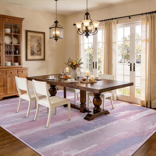 9x12 Area Rugs for Living Room, Pink Modern Abstract Rugs