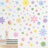 Kisston 90 Pcs Daisy Wall Decal Boho Decal Daisy Stickers Flower Wall Decals Removable Vinyl Decals Peel and Stick for Nursery Art Bedroom Home Decor(Pastel)