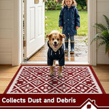 Christmas Indoor Door Mat Washable Red Xmas Dog Muddy Rug 2x3ft
